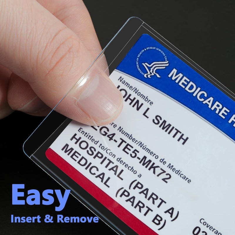 Glsgsb New Medicare Card Holder Protector Sleeves, Social Security Card Protector, 12 Mil Clear PVC Water Resistant Plastic Sleeves for New Medicare/Social Security/Business/ID/Credit Cards(10 Pack) - Image 4